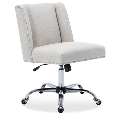 Upholstered Fabric Office Chair Nailhead Trim Swivel Task Chair, Blue - Image 0