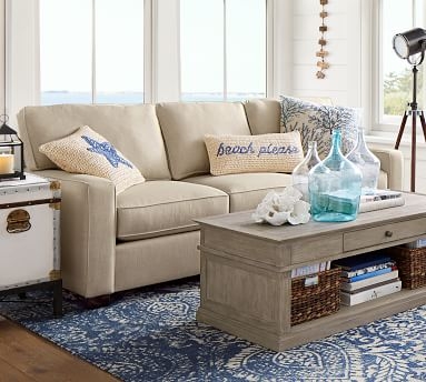 Buchanan Square Arm Upholstered Grand Sofa 89.5", Polyester Wrapped Cushions, Textured Twill Light Gray - Image 2