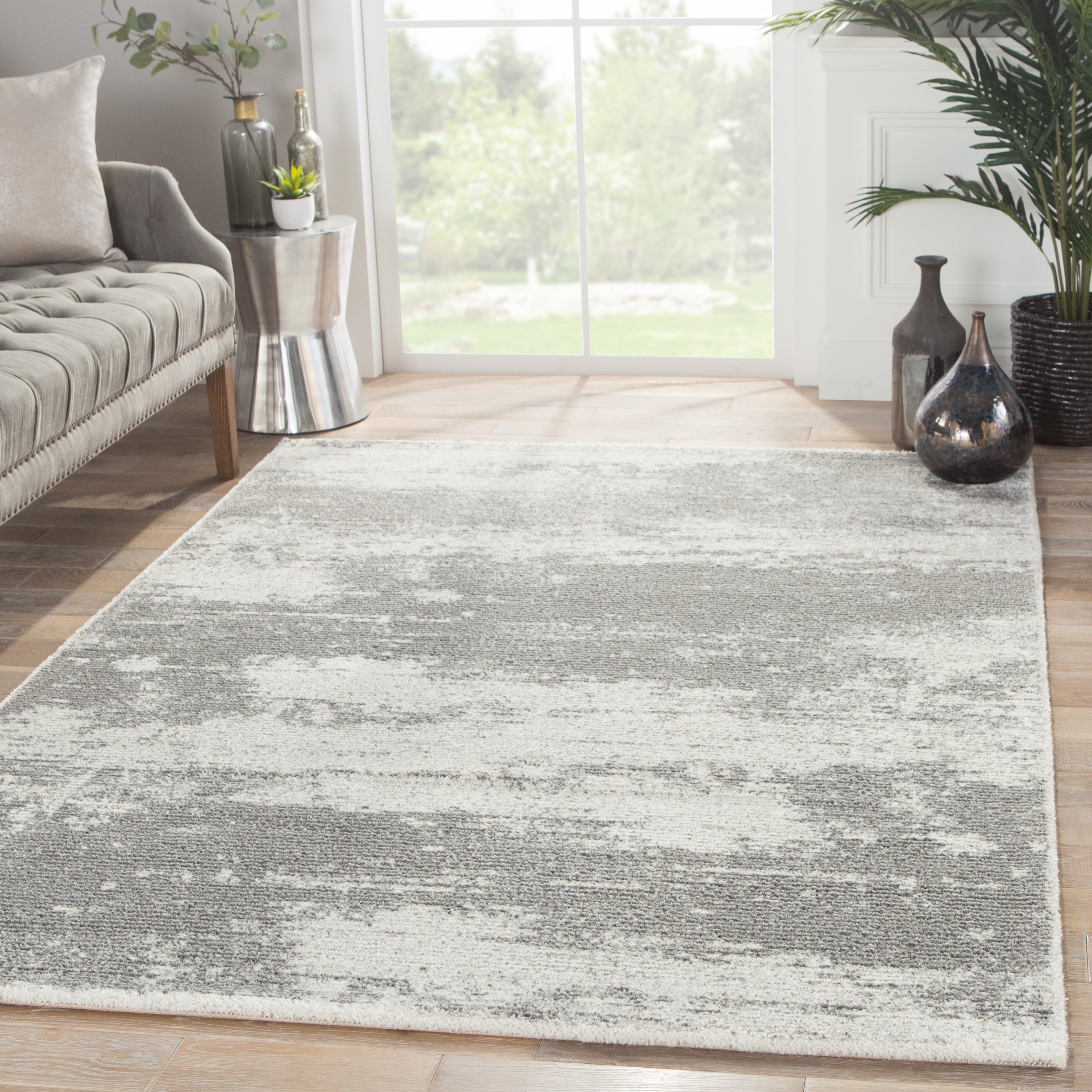 Discovery Abstract Gray/ White Area Rug (9'2" X 12'10") - Image 4