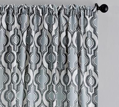 Addie Print Linen/Cotton Rod Pocket Curtain, Gray, 96 X 50" - Image 0