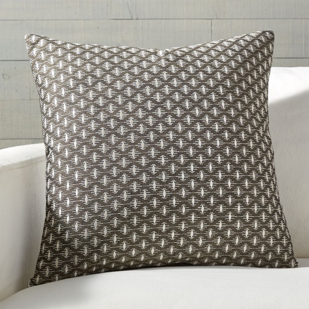 Dominic Mocha Patterned Pillow with Feather-Down Insert 20" - Image 0