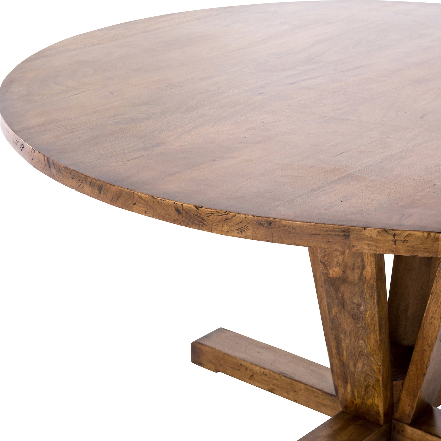 Camille Modern Classic Round Reclaimed Mango Wood Dining Table - 60D - Image 4