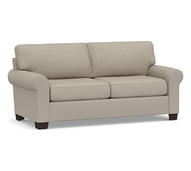 Buchanan Roll Arm Upholstered Loveseat 79", Polyester Wrapped Cushions, Performance Brushed Basketweave Sand - Image 0