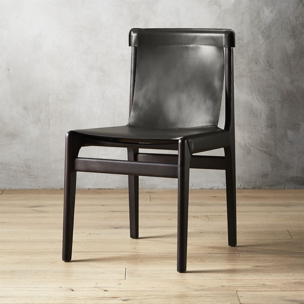 Burano Charcoal Grey Leather Sling Dining Chair - Image 0