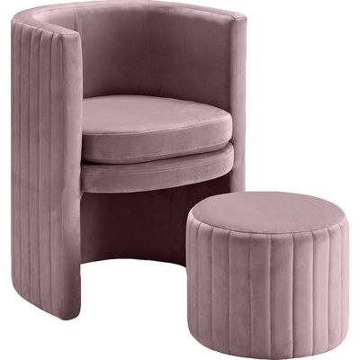 Funon Velvet Barrel Chair and Ottoman - Image 0