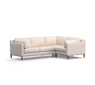 Tallulah Upholstered Left Arm 3-Piece Corner Sectional, Down Blend Wrapped Cushions, Performance Chateau Basketweave Oatmeal - Image 0
