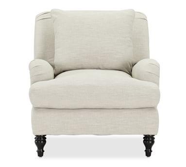 Carlisle English Arm Upholstered Armchair, Polyester Wrapped Cushions, Brushed Crossweave Navy - Image 3