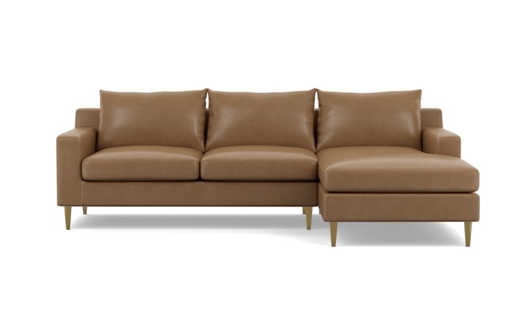 Sloan Leather Chaise Sectional with Palomino and Brass Plated legs - Image 0