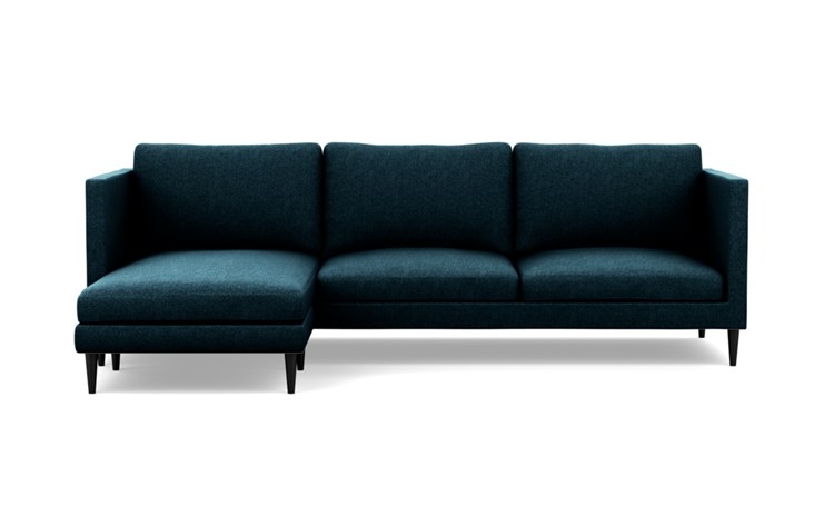 Oliver Sectionals with Indigo Fabric with left facing chaise and Matte Black legs - Image 0