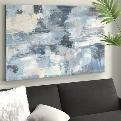 'In The Clouds' Framed Acrylic Painting Print on Canvas in Gray/Indigo - Image 0