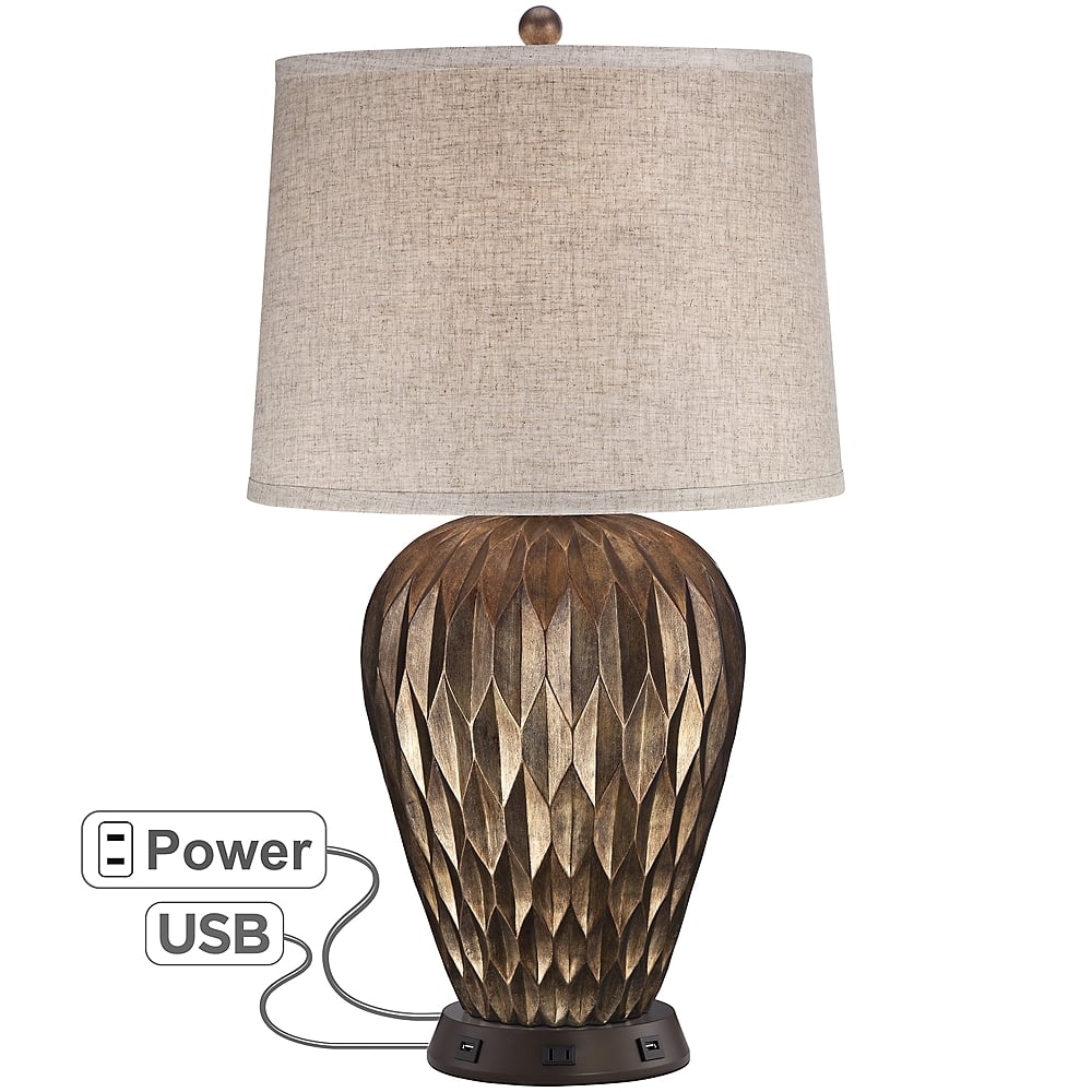 Possini Euro Buckhead Bronze 28" Table Lamp with USB Workstation Base - Image 0