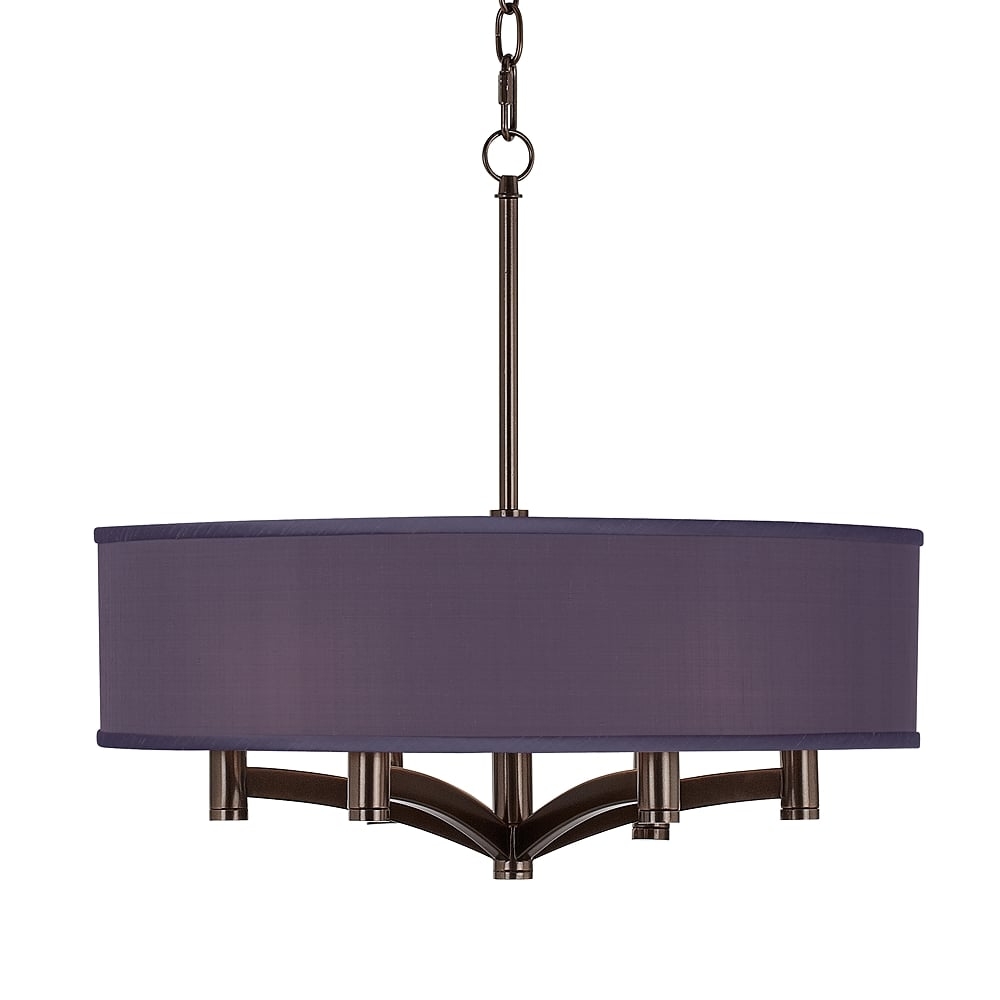 Possini Euro 20" Eggplant Purple 6-Light Bronze Pendant Chandelier - Image 0