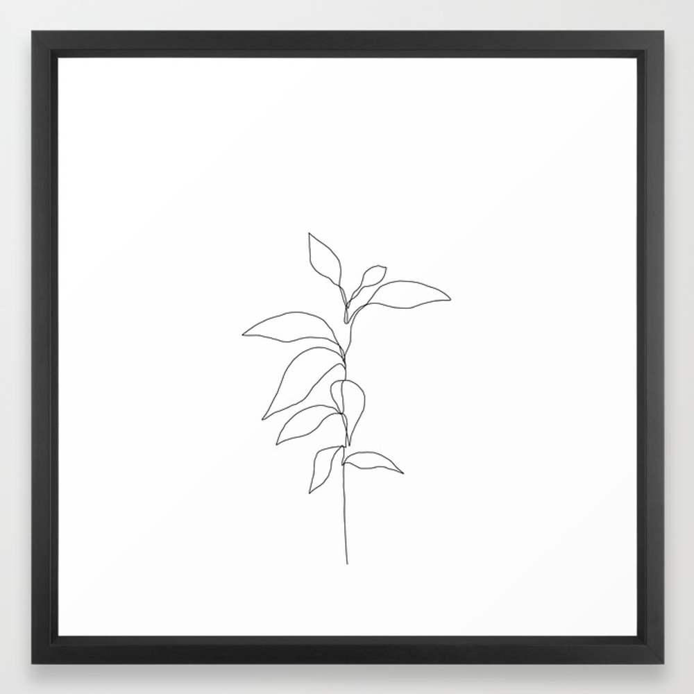 Single line plant drawing - Danya Framed Art Print by Thecolourstudy - Image 0