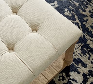 Berlin Upholstered Square Ottoman, Performance Chateau Basketweave Ivory - Image 2