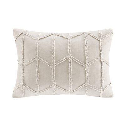 Frayed Linen Geometric Lumbar Pillow - Image 0