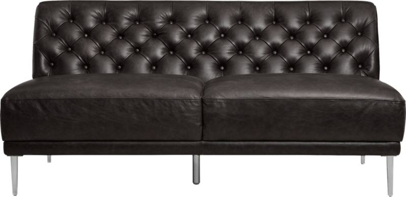 Savile Black Leather Tufted Armless Sofa - Image 1