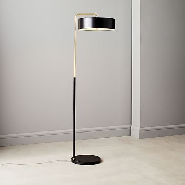 Library Floor Lamp, Slate Blue, Patinated Brass - Image 1