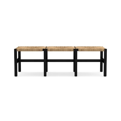 Newcomb Woven Rectangular Bench, Ebony Leg - Image 0