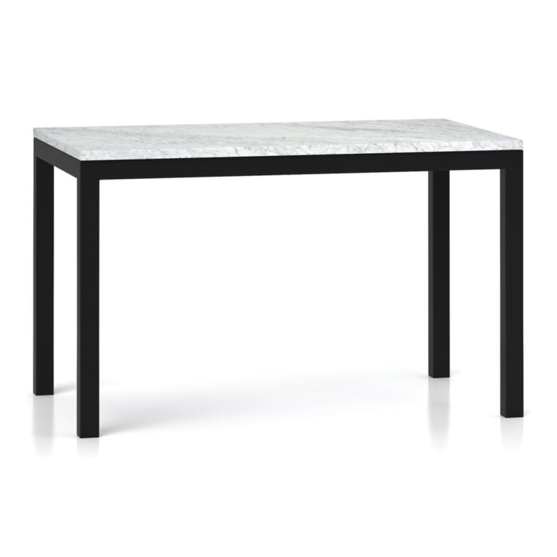 Parsons White Marble Top/ Dark Steel Base 48x28 Dining Table - Image 4