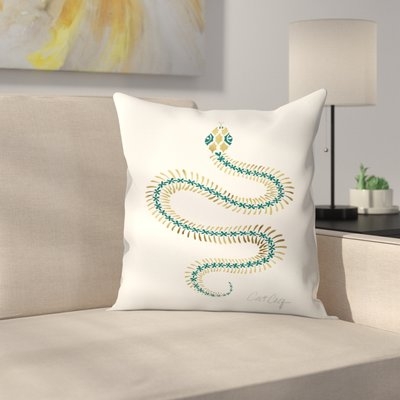 Serpent Skelet on Emerald  Throw Pillow - Image 0