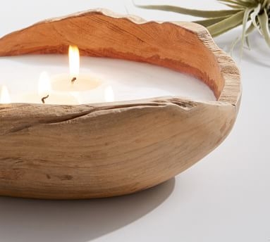 Wooden Bowl Scented Candle, Autumn Lodge, Large - Image 2