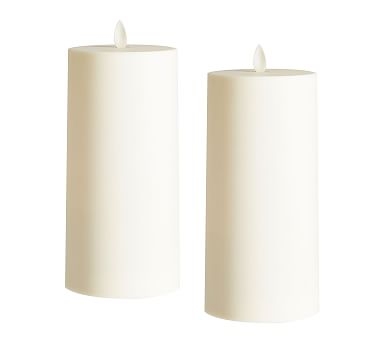 Premium Flickering Flameless Outdoor Wax Pillar Candle, 3"x6", Set of 2 - Ivory - Image 0