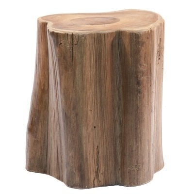 Teak Wood Tree Section Accent Stool - Image 0