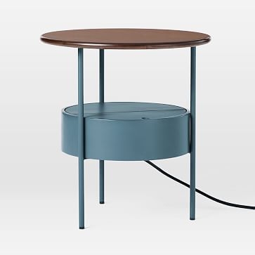 Isla Side Table, Dark Walnut/Petrol Blue - Image 0