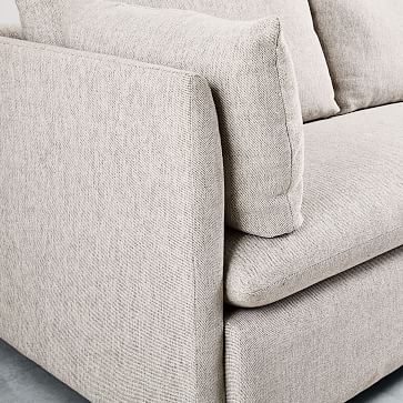 Shelter Sectional Set 06: Left Arm Sleeper Sofa, Right Arm Storage Chaise, Poly, Chenille Tweed, Frost Gray - Image 4