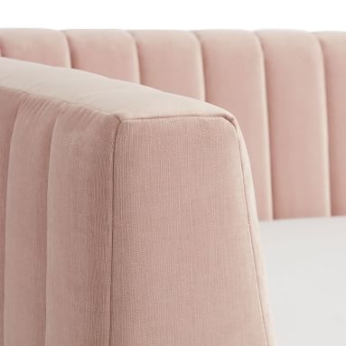Avalon Channel Stitch Upholstered Daybed, Twin, Lustre Velvet Dusty Blush - Image 1
