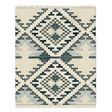 Checkerboard Diamond Wool Dhurrie, Midnight, 9'x12' - Image 2