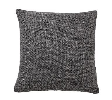 Faye Linen Textured Pillow Cover, 20", Charcoal - Image 0