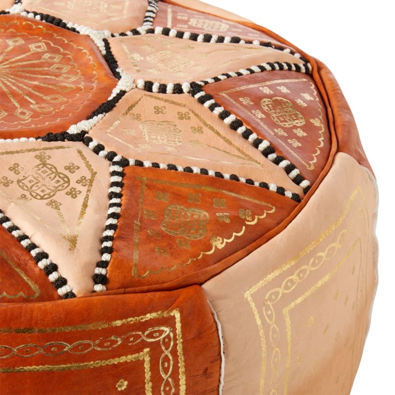 Moroccan Leather Pouf - Image 3