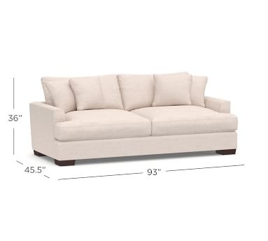 Sullivan Deep Fin Arm Upholstered Grand Sofa 93", Down Blend Wrapped Cushions, Performance Heathered Tweed Pebble - Image 5