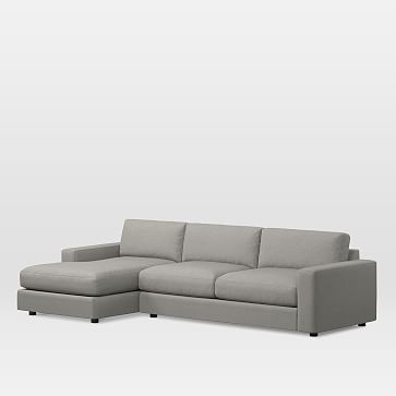 Urban Sectional Set 04: Right Arm 3 Seater Sofa, Left Arm Chaise, Down Blend, Twill, Silver, Concealed Supports - Image 2
