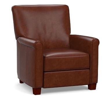 Irving Roll Arm Leather Power Recliner, Polyester Wrapped Cushions, Statesville Molasses - Image 3