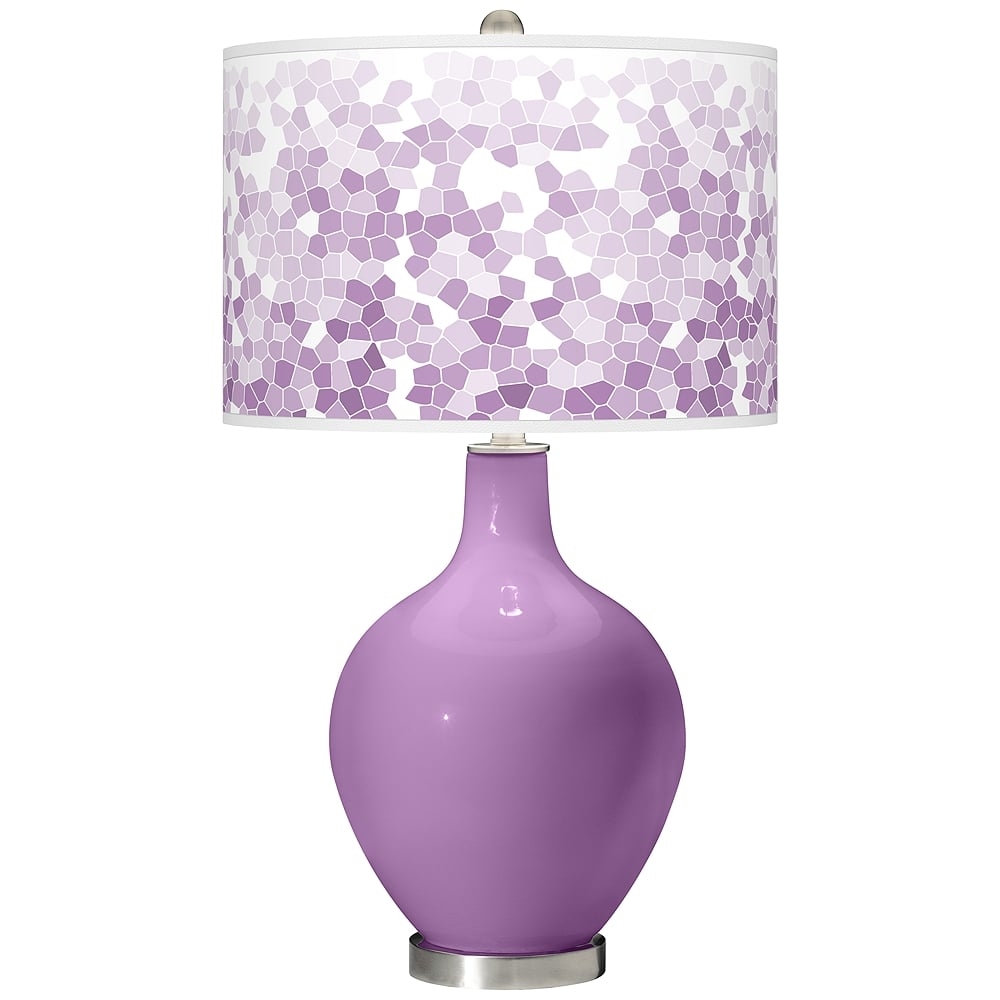 Color Plus Ovo 28 1/2" Mosaic Shade African Violet Purple Table Lamp - Image 0
