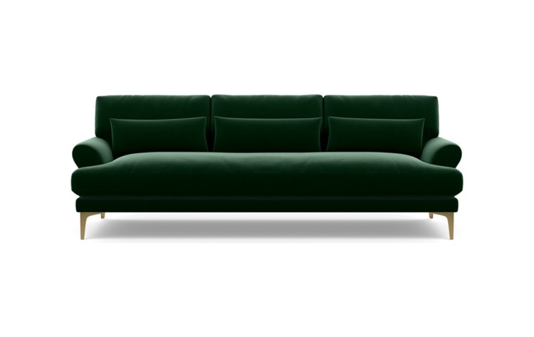 Maxwell Sofa with Emerald Fabric and Brass Plated legs - Image 0
