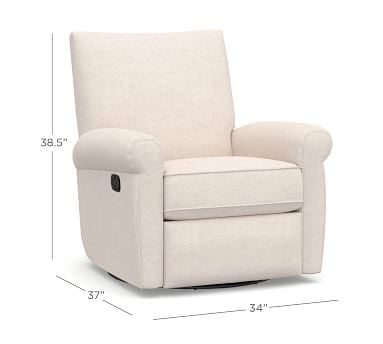 Grayson Roll Arm Upholstered Swivel Recliner, Polyester Wrapped Cushions, Performance Heathered Tweed Desert - Image 2
