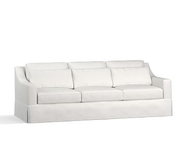 York Slope Arm Slipcovered Deep Seat Grand Sofa 95" 3-Seater, Down Blend, Performance Slub Cotton White - Image 0