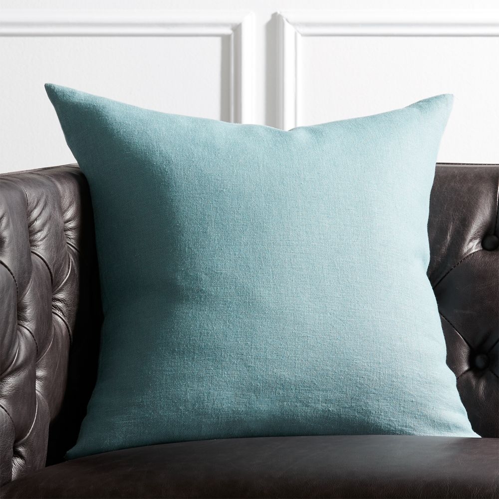 20" Linon Arctic Blue Pillow with Feather-Down Insert - Image 0