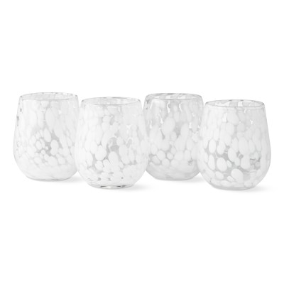 AERIN White Confetti Stemless Wine Glasses, Set of 4 - Image 0