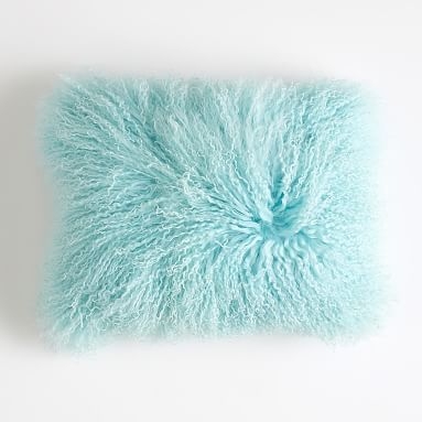 Mongolian Fur Pillow Cover, 12"x16", Pale Seafoam - Image 0