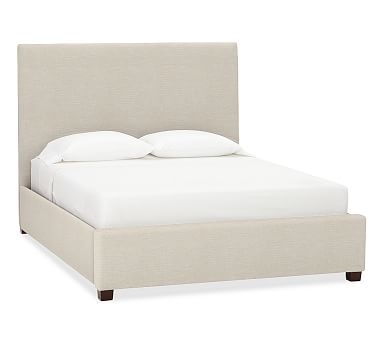 Raleigh Upholstered Square King Bed without Nailheads, Textured Basketweave Flax - Image 0