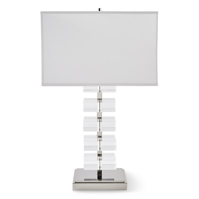 Stacked Crystal Table Lamp, Polished Nickel - Image 0