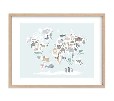Minted(R) Wild World Map Wall Art by Jessie Steury; 24x18, Natural - Image 0