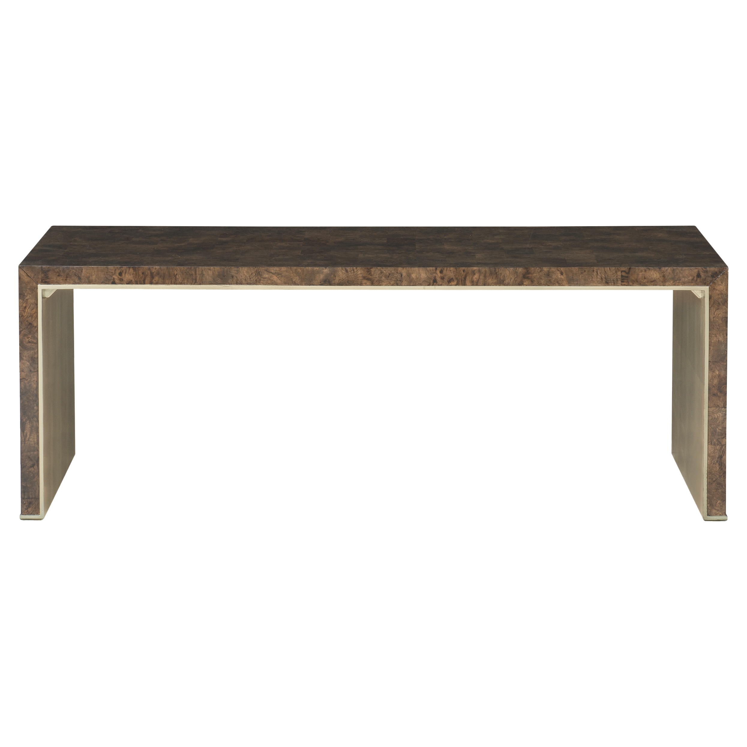 Claire Modern Brown Oak Burl Wood Gold Interior Coffee Table - Image 1