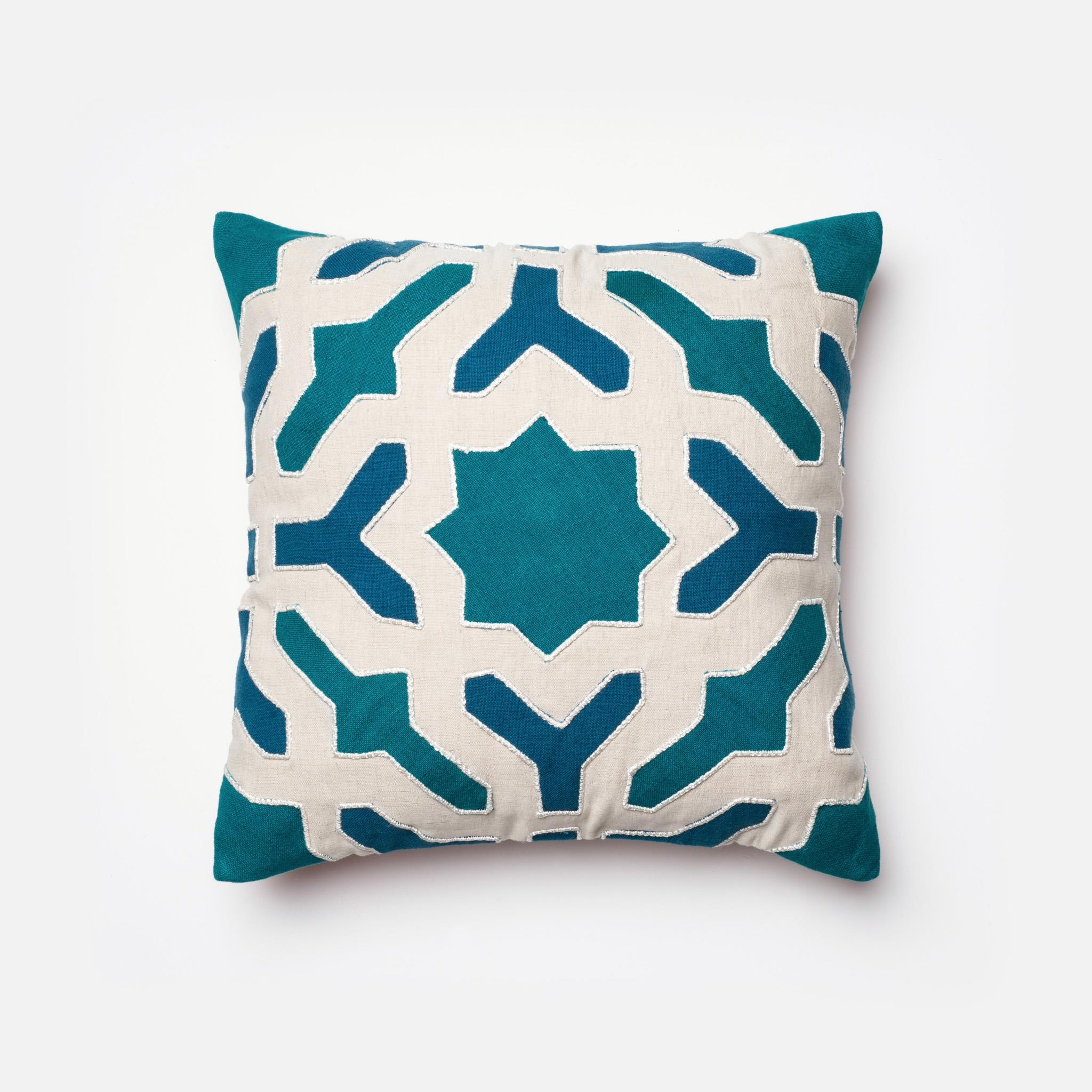 PILLOWS - TEAL / IVORY - 18" X 18" Cover Only - Image 0