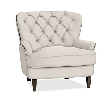 Cardiff Upholstered Tufted Armchair, Polyester Wrapped Cushions, Performance Twill Warm White - Image 2