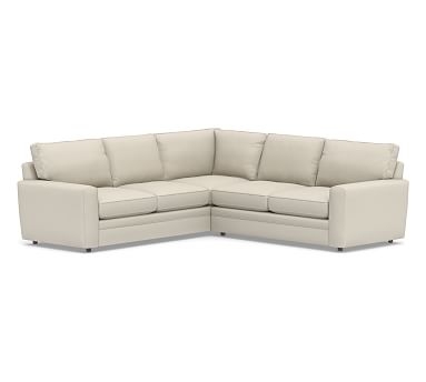 Pearce Square Arm Upholstered 2-Piece L-Shaped Sectional, Down Blend Wrapped Cushions, Sunbrella(R) Performance Slub Tweed Pebble - Image 0